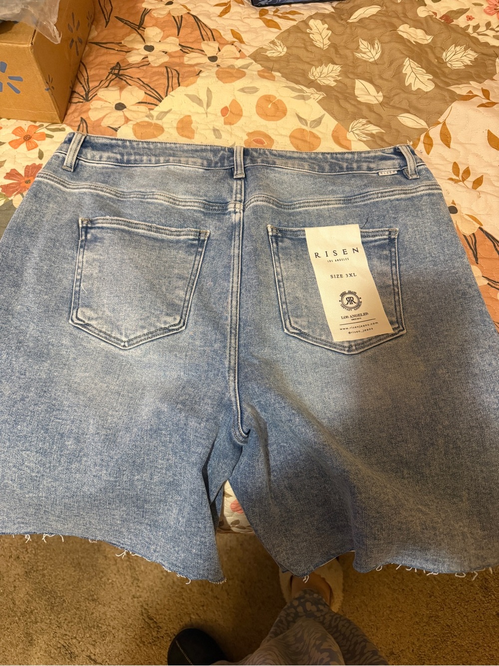 Risen Tummy Control High Rise Mid Length Raw Cut Hem Shorts